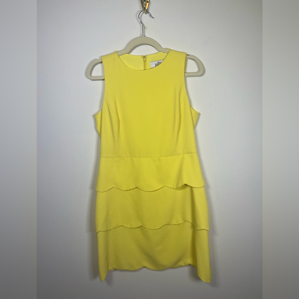Badgley Mischka Yellow Layered Midi Dress